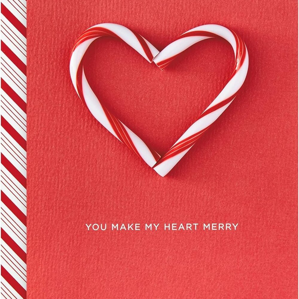 Hallmark Signature Romantic Christmas Card | Candy Cane Heart